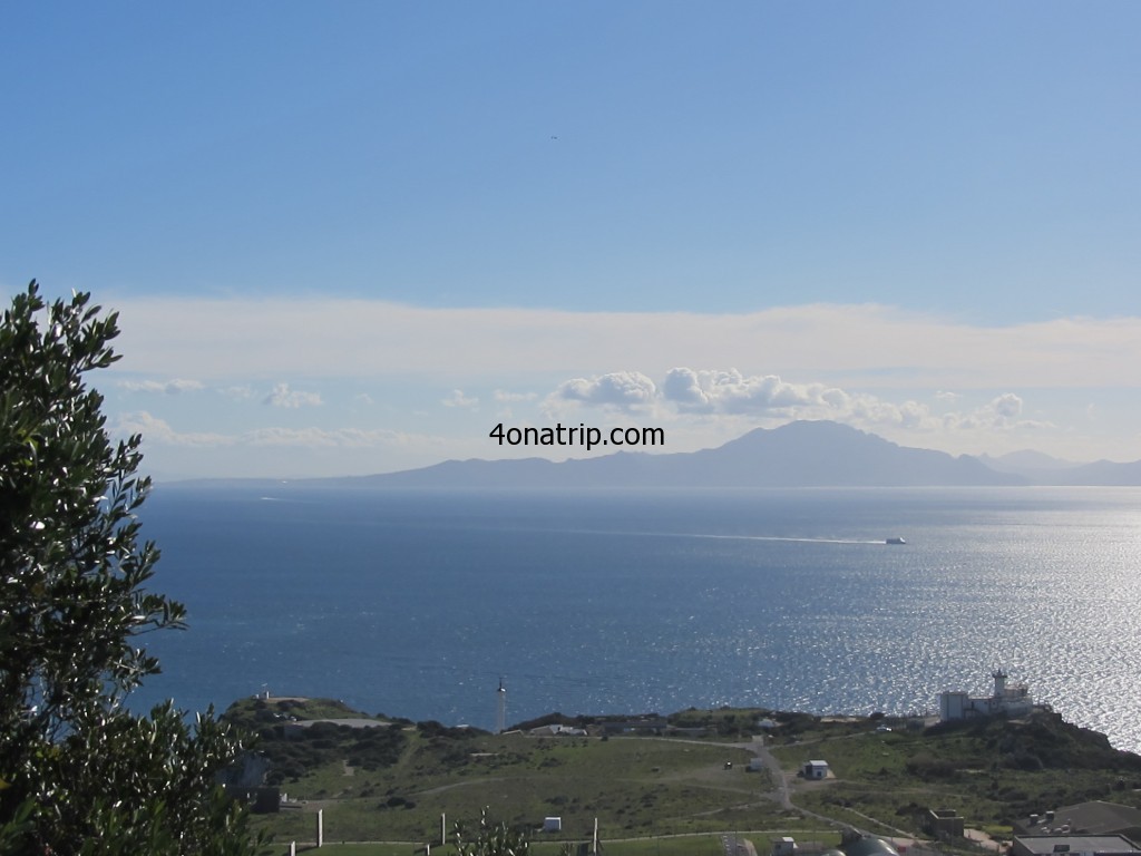 View of Moracco, Africa from Rock of Gibraltar, Mediterranean steps