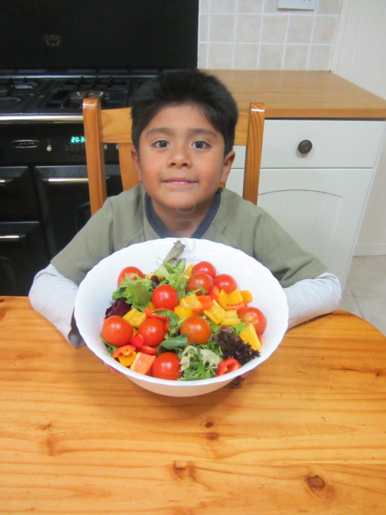 Luie Making a Salad