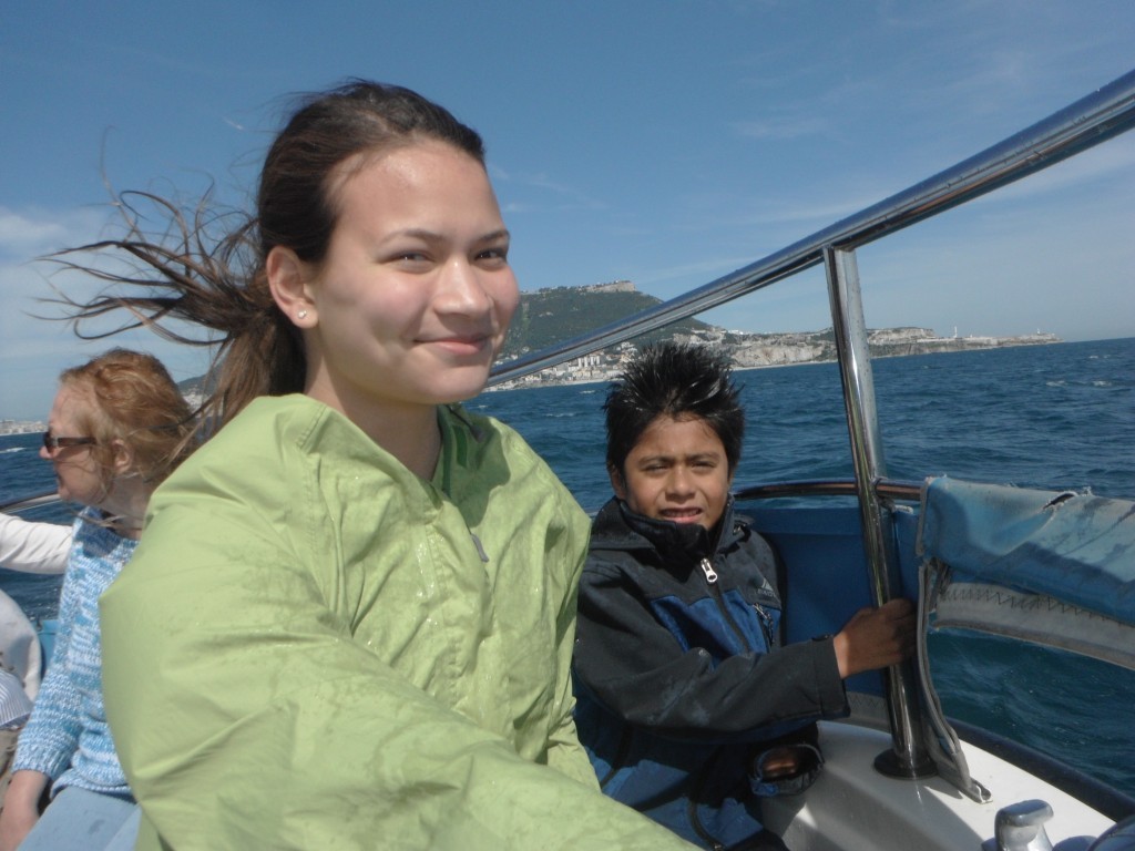 Summer and Luie wet on dolphin boat