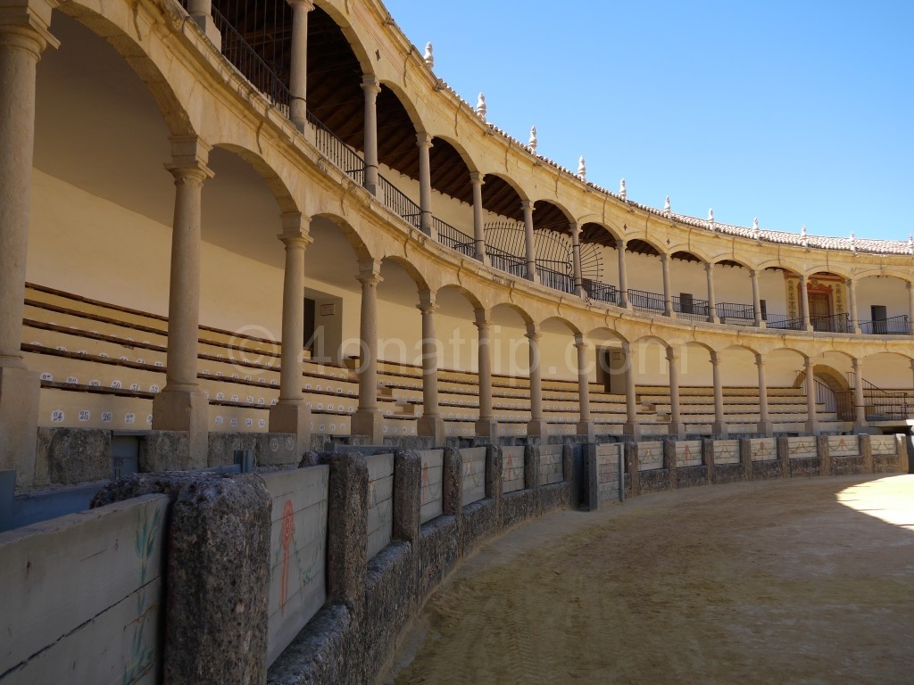 A view of the Tuscan pillars in Ronda bullring