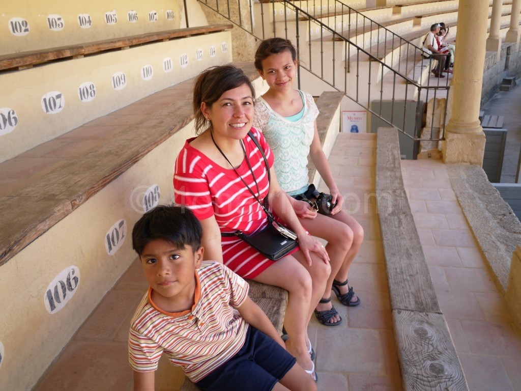 Summer, Nancy and Luie in stands of Ronda bullring