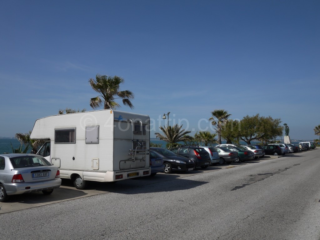 Camper in remote parking area in Cadiz