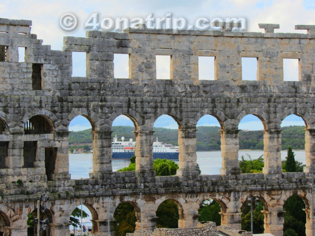 Pula Croatia view to harbor from Amphitheatre