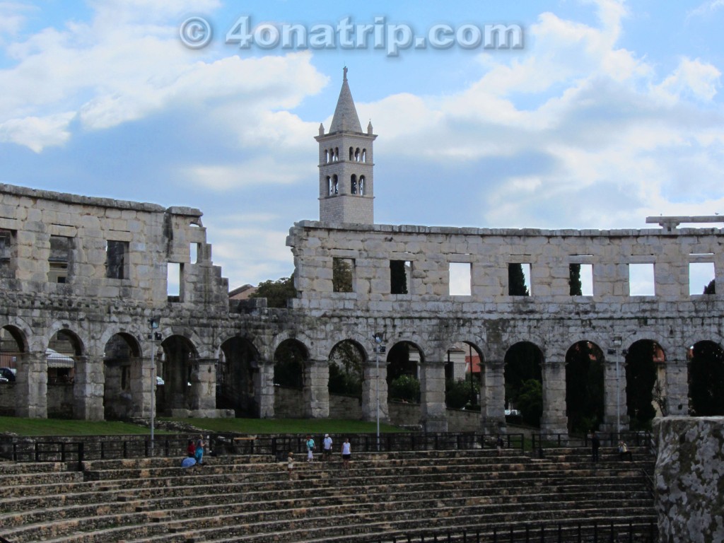Roman amphitheater and Pula bell tower