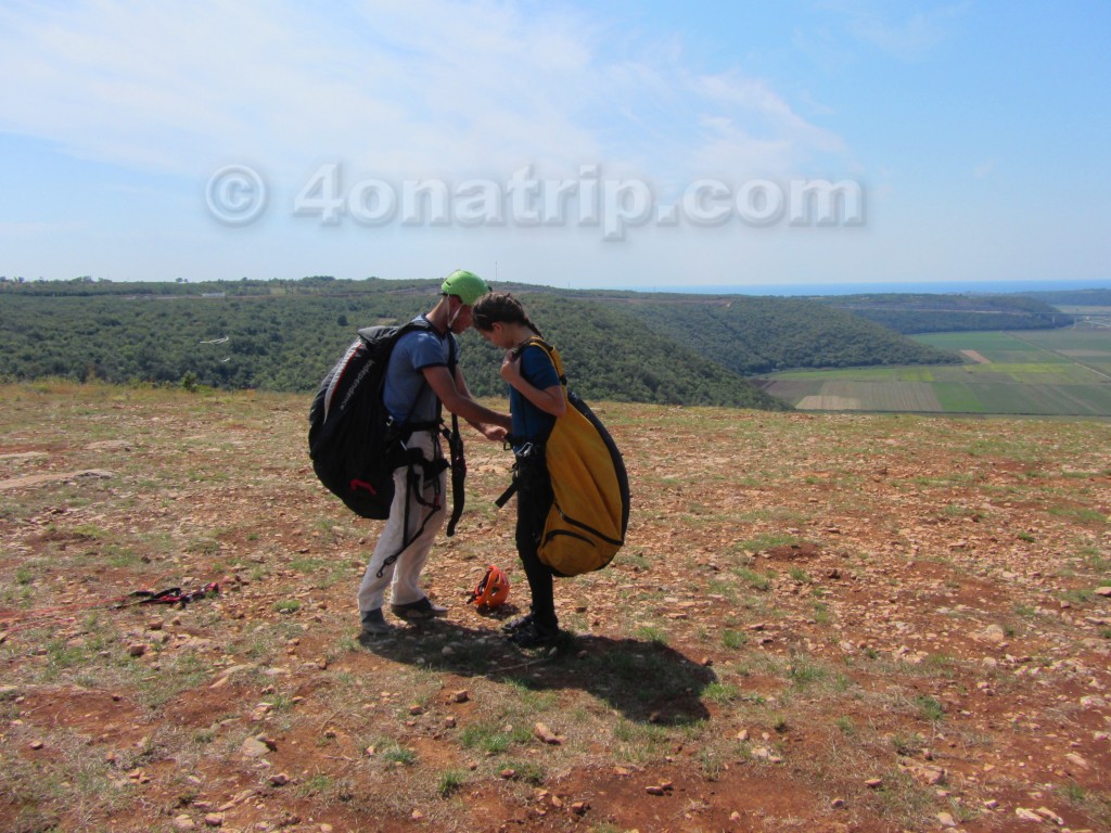 preparing to paraglide