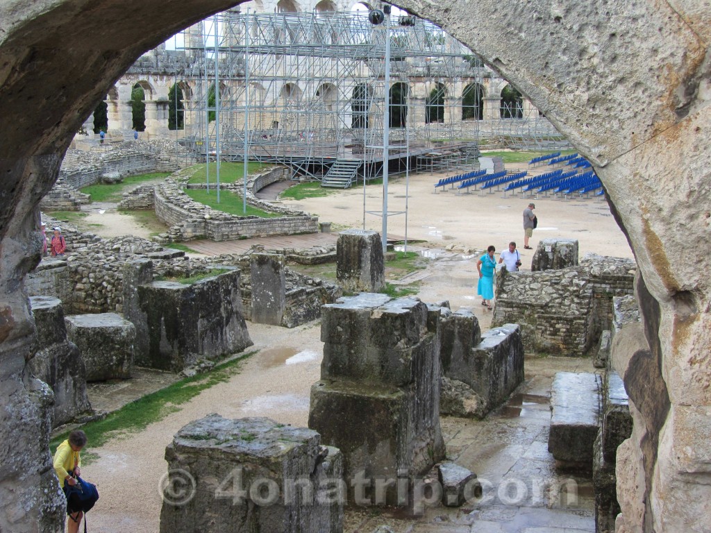 stage area of amphitheater Pula Croatia