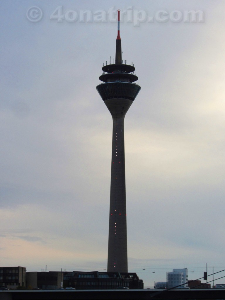 Dusseldorf Germany clock on Rhine tower