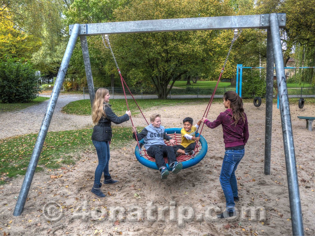 Playing on the swing