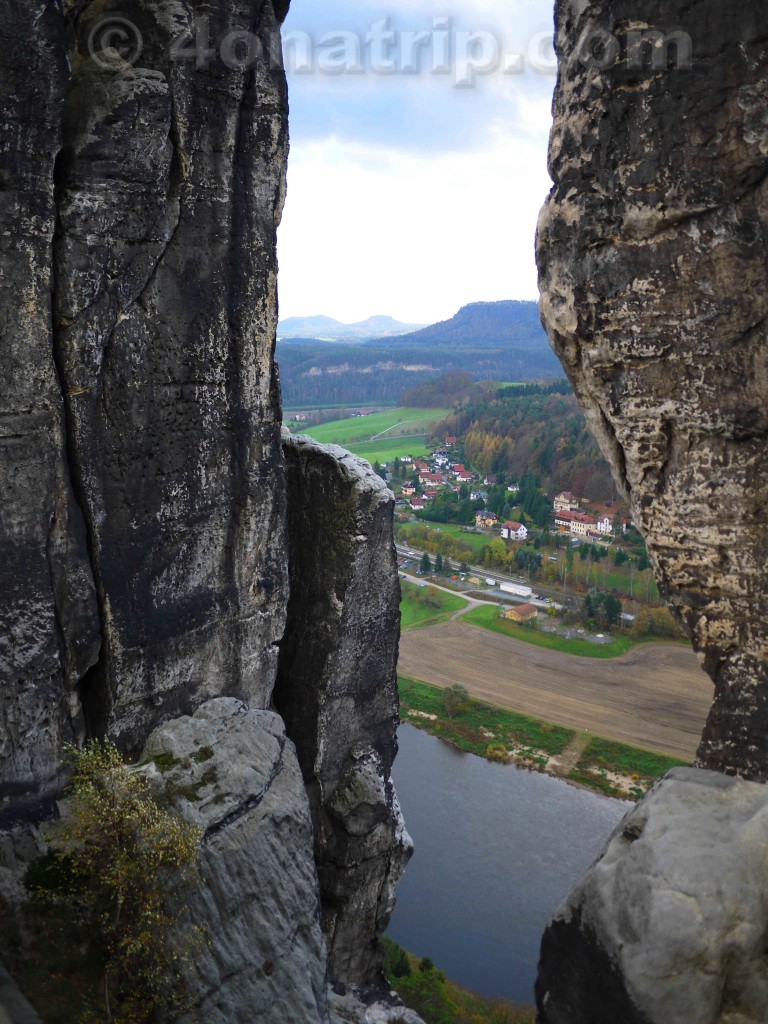 Elbe view through rocks