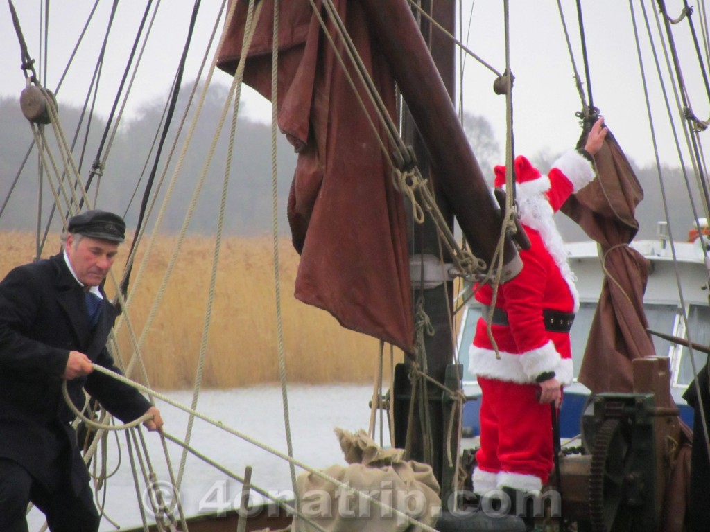 Father Christmas sails into Snape Maltings UK