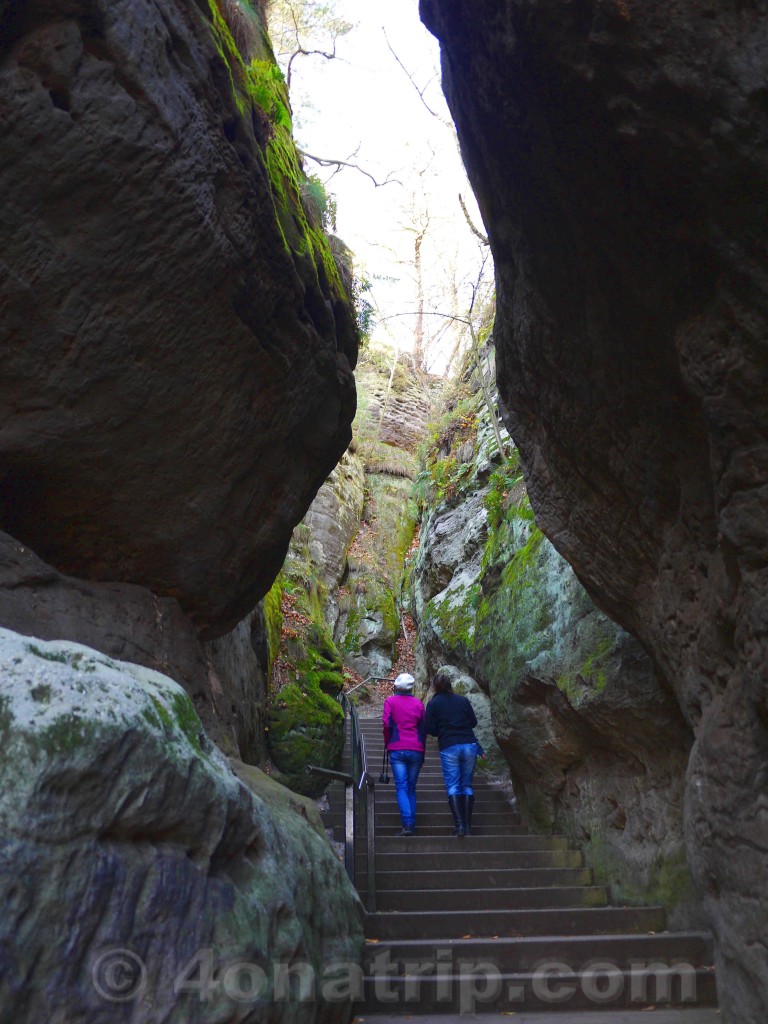 climbing steps Elbe Sandstone Mountains Germany