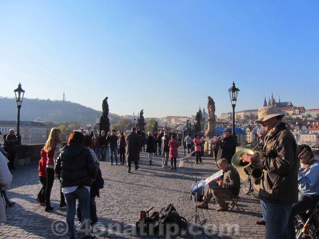 musicians on Charles Bridge Czech Republic