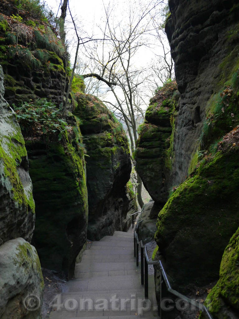 walking between the rocks Elbe Sandstone Mountains Germany