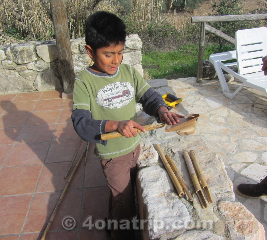 sanding bamboo for windchime