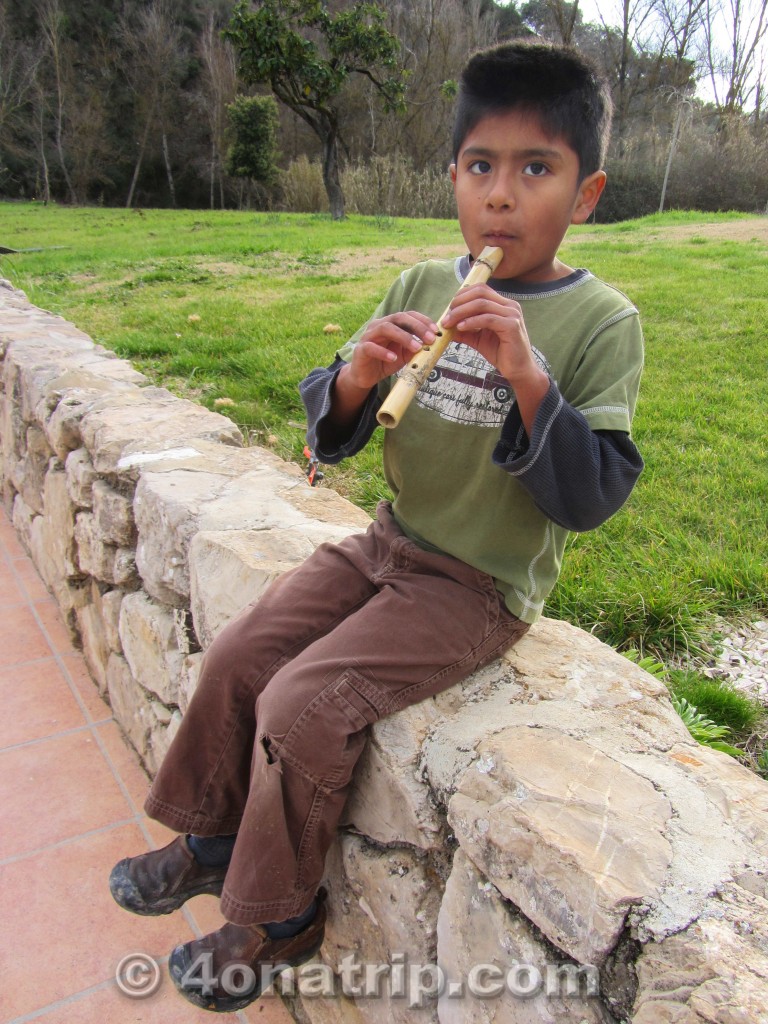 playing bamboo flute