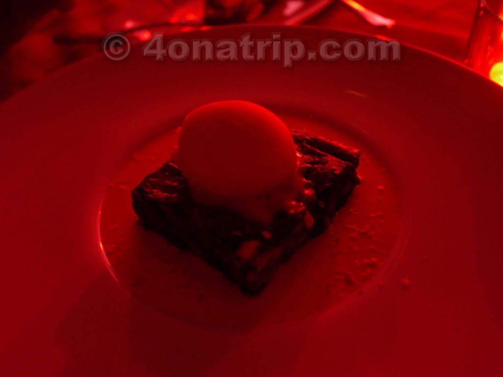 Brownie with orange cream