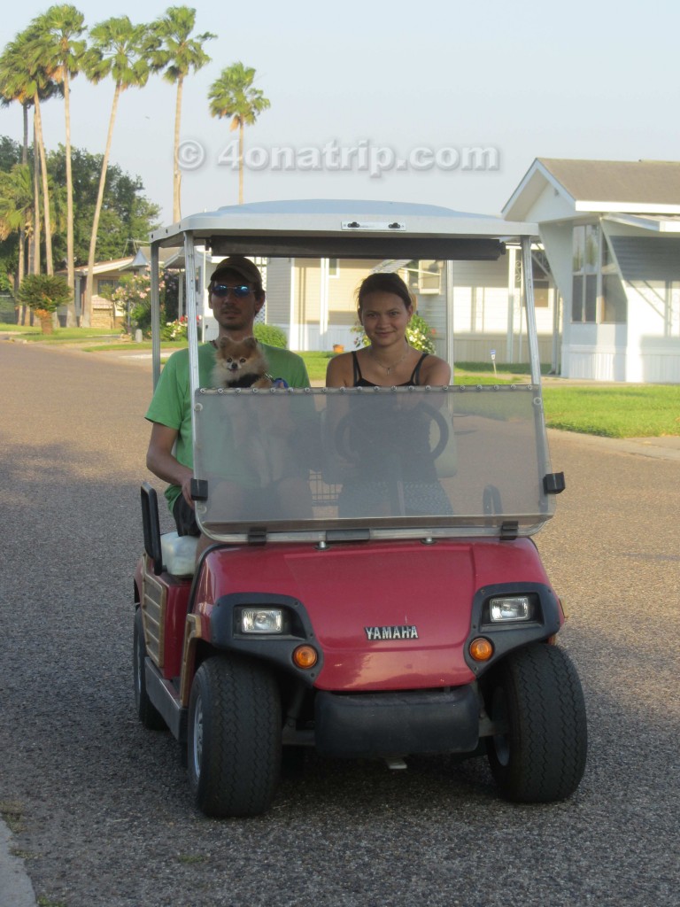 driving golf cart