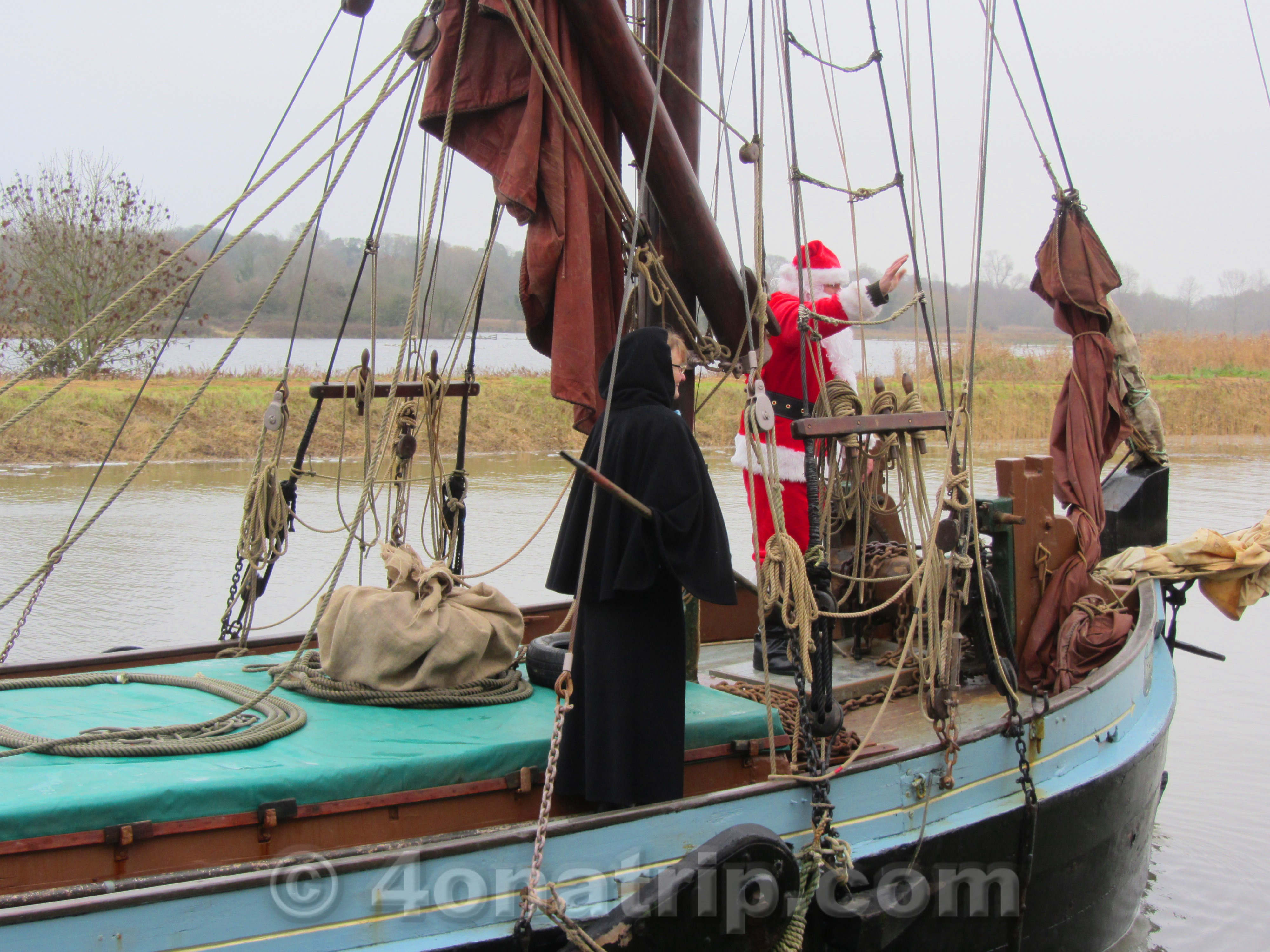 Father Christmas sails into Snape Maltings UK